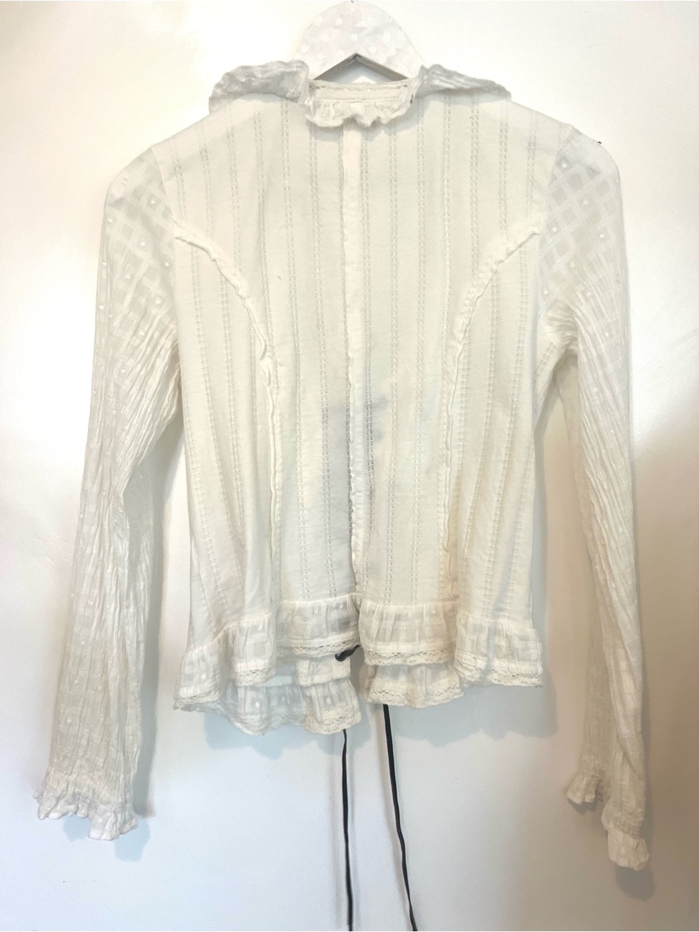 Pilcro White Eyelet Lace-Up Ruffle Blouse - Picture 5 of 8